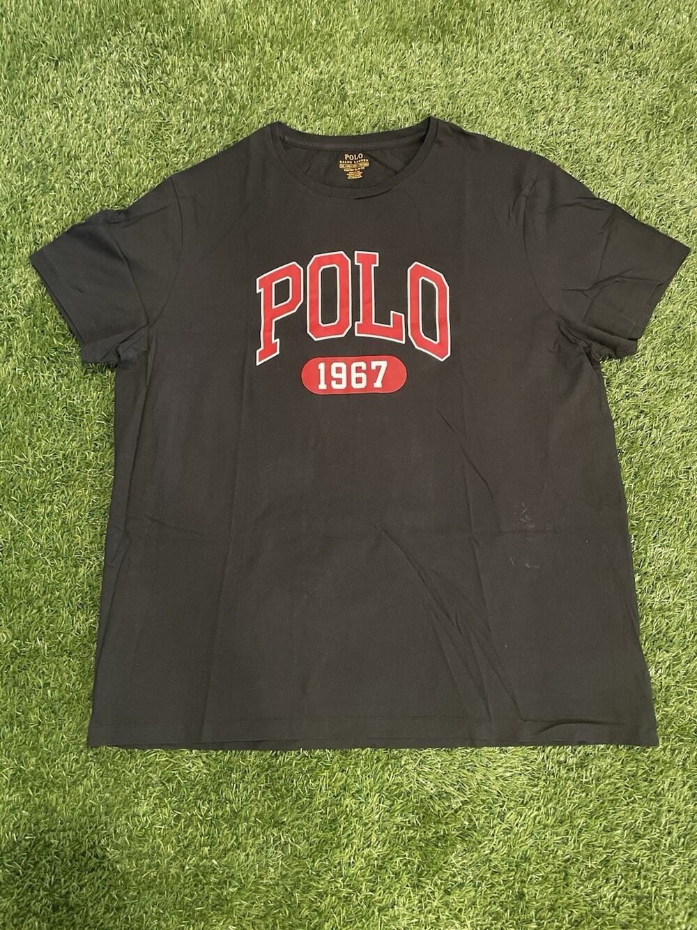 Polo Ralph Lauren Spellout 1967 T-Shirt Mens XXL Black Custom Slim Fit Graphic